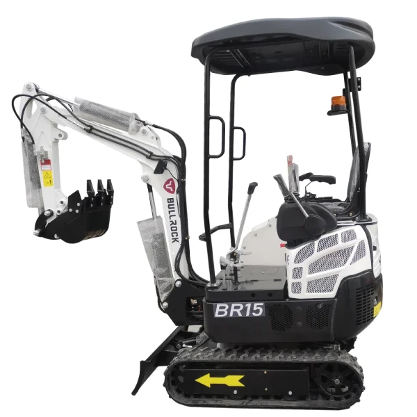Excavadora compacta de 1.5 toneladas con motor diésel y sistema hidráulico avanzado, ideal para trabajos de construcción y paisajismo.